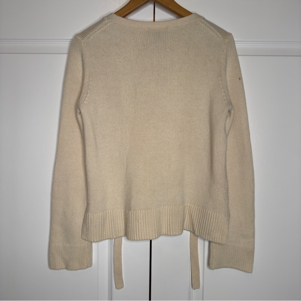Ann Taylor Women's Wool‎ Cashmere Lace-Up Knit Sweater Medium Cream - Picture 5 of 10